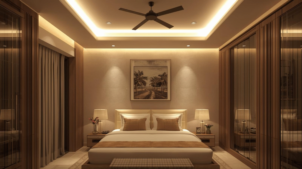 Gypsum false ceiling with LED lighting in Mumbai home by TrustNest Interiors