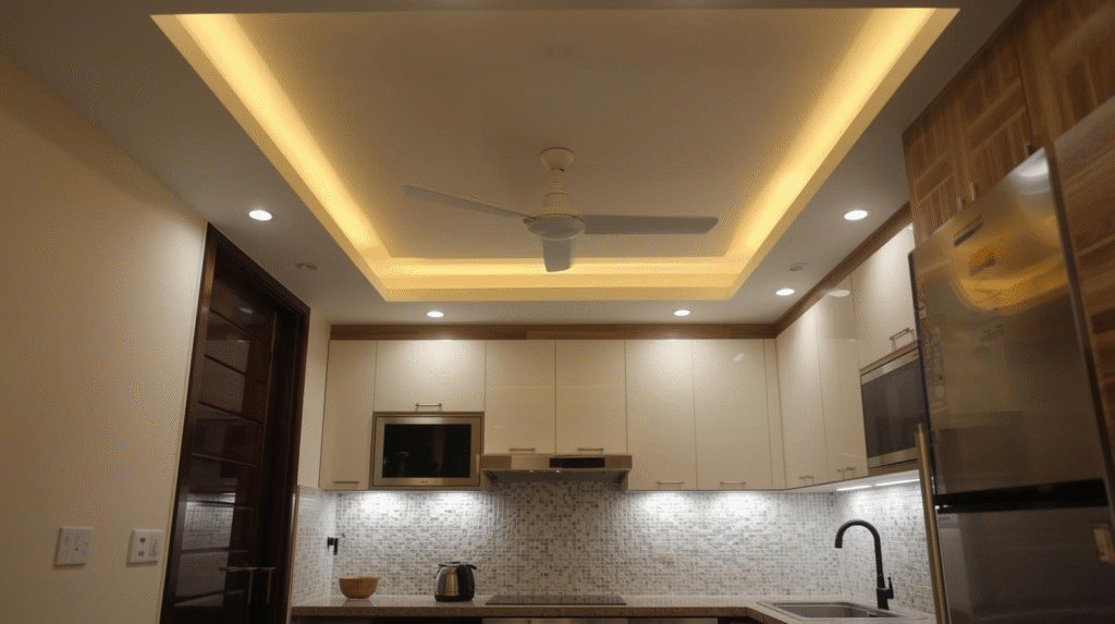 Gypsum false ceiling with LED lighting in Mumbai home by TrustNest Interiors