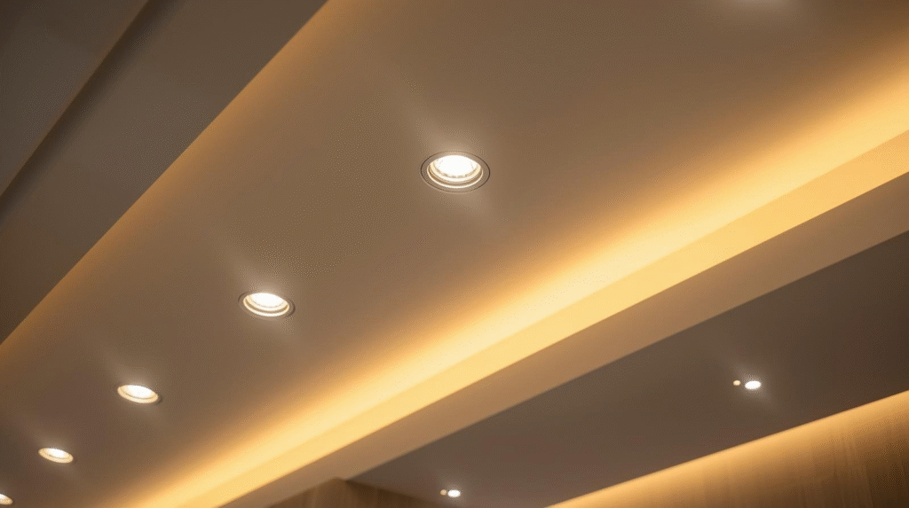 Gypsum false ceiling with LED lighting in Mumbai home by TrustNest Interiors