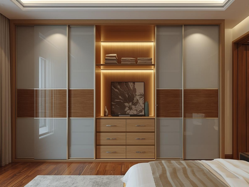 luxury bedroom interior design with false ceiling and Lightning