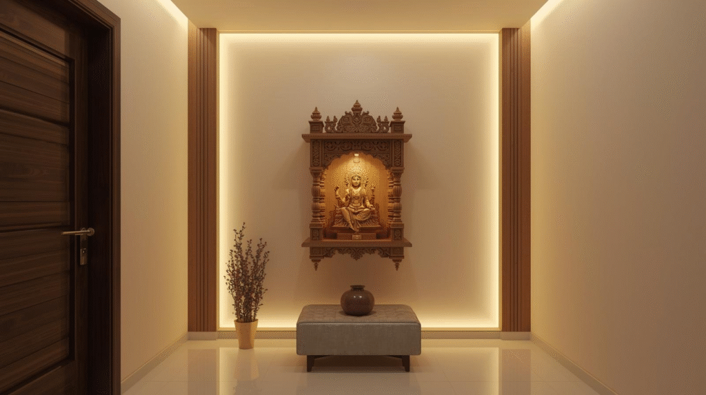 small pooja room design for flat